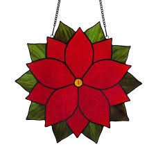 Glass Spinners, Glass Poinsettia, Flower Stained Glass, Tiffany Style Lighting, Christmas Color Palette, Red Poinsettia, Stained Glass Window Panel, Red Petals, Baccarat Crystal