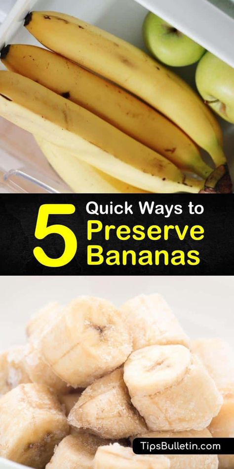 If you’re looking to keep bananas fresh for as long as possible, read this article filled with information on how to store bananas and teach you tricks for making a bunch of bananas last longer at room temperature with ethylene gas, lemon juice, and avocado. #howto #preserve #bananas Preserving Bananas How To, How To Make Banana Extract, How To Preserve Bananas, Preserving Bananas, Preserve Bananas, How To Freeze Bananas, Freeze Bananas How To, How To Keep Bananas Fresh Longer, Best Way To Freeze Bananas