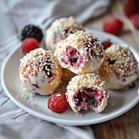 sabilos_httpss.mj.runXydm5i4LnYk_Berry_Cream_Cheese_Truffles__cffe73b2-d388-4a98-8cd9-86bdefe2c18d_1 Cream & Berry Filled Pastry Balls, Cream Cheese Truffles Easy, White Raspberry Cheesecake Balls, Dessert Balls Cream Cheese, Dessert Cream Cheese Ball, Fruit Cheese Ball Recipes, Cream Cheese Truffles 3 Ingredients, Cream And Berry Pastry Balls, Cream And Berry Filled Pastry Balls