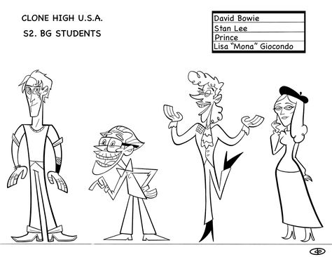 Chris DeRose on Twitter: "Clone High Season 2 students. (FANART!!)… " Clone High Season 2, Clone High, Character Turnaround, 2000s Art, Star Show, Character Design Animation, Artist Profile, High Art, Hotel Art