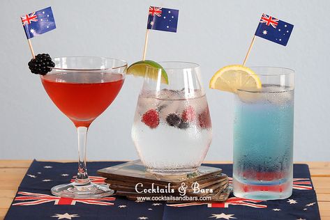 Kick off the Australia Day weekend celebrations with these Australia Day Cocktails, each has been uniquely created with Australian craft spirits to capture Aussie flavours. Australian Alcoholic Drinks, Australian Cocktails, Australia Day Party, Australian Party, Aussie Beach, Games Group, Aus Day, Day Cocktails, Alcoholic Desserts