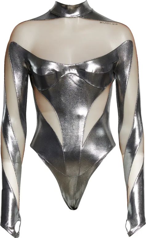 Harry Styles Hair, Silver Bodysuit, Metallic Bodysuit, Spongebob Birthday, Chrome Silver, Body Suit Outfits, Neck Stretches, Dua Lipa, Funnel Neck