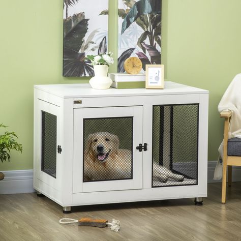 Modern Dog Kennel, Decorative Dog Crates, Dog Kennel End Table, Art Desks, Crate Side Table, Dog Crate End Table, Crate End Tables, End Table With Drawer, Cat Crate