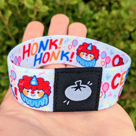 ❤ CERTIFIED CLOWN BRACELET ❤ ♡ This stretchy bracelet is great for adding a pop of color and aesthetic into every outfit! ♡ Art is made by me :) ♡ Sizes: - aprox 2.5cm diameter unstretched ♡ Material: Nylon ♡ SHIPPING & RETURNS ♡ - Please allow 1-4 business days for processing and shipping your order! - This item will be shipped in a cardboard mailer without tracking to minimize your costs. - No returns or exchanges will be accepted and I am not responsible for any delayed or lost packages. - If Clown Core Accessories, Diy Clown Accessories, Clown Bracelet, Clown Core Outfit, Certified Clown, Clown Looks, Clowncore Aesthetic, Clown Accessories, Clown Core