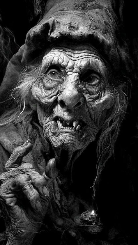 Baba Jaga, Surreal Tattoo, Scary Drawings, Scary Witch, Pencil Portraits, Art Charcoal, Arte Alien, Dark Artwork, Ange Demon