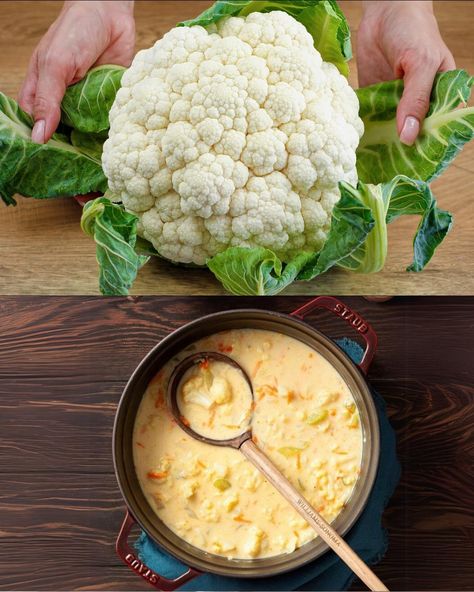 Cheesy Cauliflower Soup Weight Watchers Cauliflower Soup, Cheddar Cauliflower Soup, Crockpot Cauliflower, Cheddar Cauliflower, Vegetable Soup Ingredients, Creamy Vegetable Soup, Cauliflower Cheese Soups, Cheesy Cauliflower Soup, Cauliflower Chowder