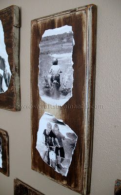 I had a bunch of scrap wood and some family photos... Picture Collage Diy, Diy Family Photos, Picture Projects, Antler Wreath, Photo Transfer To Wood, Award Plaques, Photo Crafts, Mod Podge Crafts, Foto Transfer