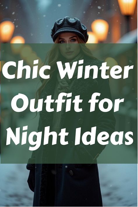 Chic Winter Outfit for Night Ideas Cold Winter Night Outfit, Winter Theater Outfit, Dressy Winter Outfits Night, Outdoor Party Outfits, Chic Winter Outfit, Winter Night Outfit, Warm Winter Fashion, Cozy Winter Outfit, Night Outfits Winter