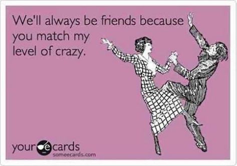 65 Funny Friend Memes - "We'll always be friends because you match my level of crazy." Quotes Friendship Funny, Friendship Funny, National Best Friend Day, Best Friend Day, Quotes Friendship, Friendship Humor, Friends Day, Friend Memes, Bff Quotes