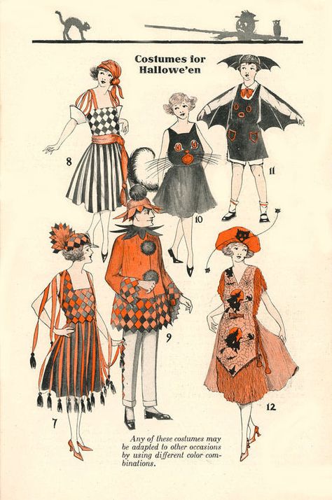 1922-Halloween Costume Illustrations 1920s Halloween Costume, 1920s Halloween, 1950s Halloween, Vintage Halloween Art, Kittens Vintage, Book Costumes, Vintage Halloween Images, Halloween Figures, Vintage Halloween Costume