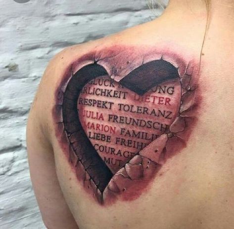 3d Heart Tattoo, Ripped Skin Tattoo, Tato 3d, Best 3d Tattoos, Tatoo 3d, Amazing 3d Tattoos, Unique Artists, Tattoo Trend, Tattoo Zeichnungen