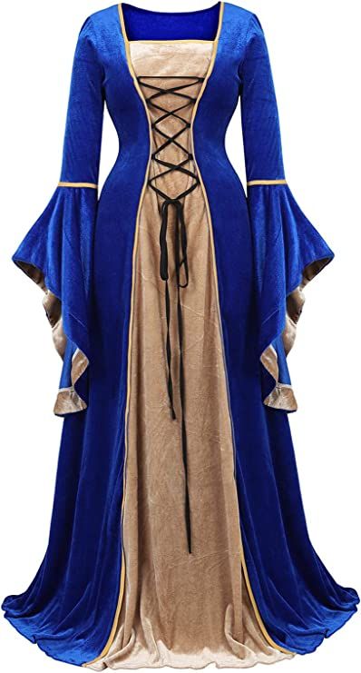 Costume Women, Medieval Dress, Shoes Jewelry, Velvet, For Women, Halloween, Dresses, Blue