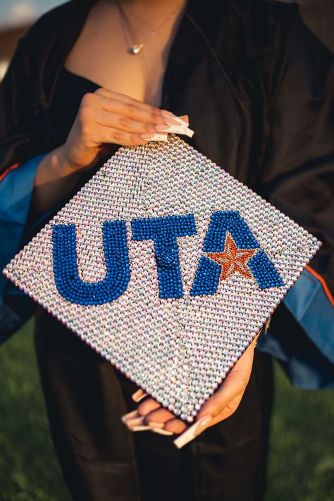 Graduation, Cap Inspo, Grad Inspo, UTA, University of UTA, Class of 2023, Grad, Grad Pics, Graduation, College Graduation, College University, Instagram, Etsy, Pinterest Feed, Grad Photos, Bachelor Degree, Blinged, Bedazzled Cap, Bling Cap, Graduation Inspo Bedazzled Grad Cap, Bling Graduation Cap, Bedazzled Graduation Cap, Logo School, Cap Graduation, Graduation College, College Graduation Photos, Grad Cap Designs, Pinterest Feed