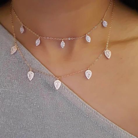 Valentine Day Gift, Diamond Choker, Dangle Necklaces, Cz Necklace, Pear Diamond, Metal Necklaces, Dainty Necklace, Tear Drop, Sterling Silver Charm