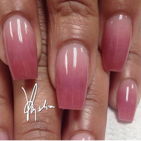 Anc Ombre Nails, Ombré Colored Nails, Classy Acrylic Nails For Work, Pink Ombre Nails Square, Ombre Manicure Ideas, Dark Pink Ombre Nails, Mauve Ombre Nails, Tan Ombre Nails, American Manicure Nails Acrylic