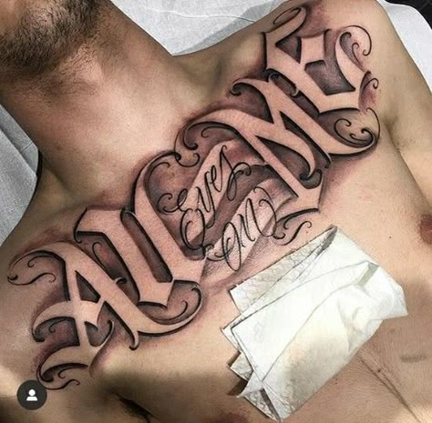 New York Tattoo Ideas, Men Arm Tattoos, Tattoo Ideas Chest, Tattoo Men Arm, Chest Tattoo Fonts, Chest Tattoo Lettering, Family Sleeve Tattoo, Tattoos Chest, Script Tattoos