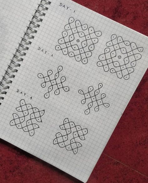 Simple Rangoli With Dots, Pattern Design Drawing, Dots Kolam, Easy Rangoli Designs Videos, Very Easy Rangoli Designs, Rangoli Designs Photos, Flower Pattern Drawing, Rangoli Simple, Rangoli Side Designs