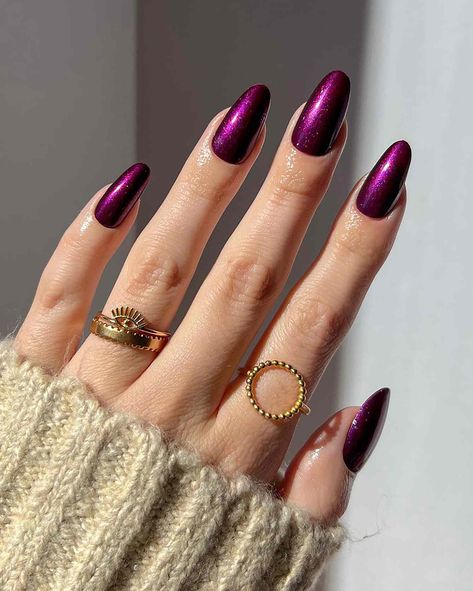 Vampy Nails, Dark Purple Nails, Milky Nails, Purple Nail Designs, October Nails, Nagel Tips, Thanksgiving Nails, Chrome Nails, Purple Nails