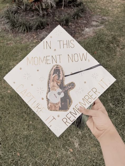 Grad Caps Aesthetic, Hs Grad Cap, Grad Cap Ideas Business Major, Senior Parking Space Ideas Taylor Swift, One Direction Grad Cap, Taylor Graduation Cap, Swiftie Graduation Cap, Senior Year Taylor Swift, Folklore Graduation Cap