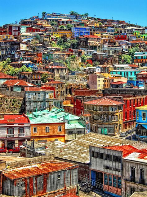 Valparaiso, Chile | 21 Most Colorful And Vibrant Places In The World Colorful Buildings, Vina Del Mar, Colorful Places, Quito, Travel Adventure, Chi Chi, Places Around The World, Aerial View, Scuba Diving