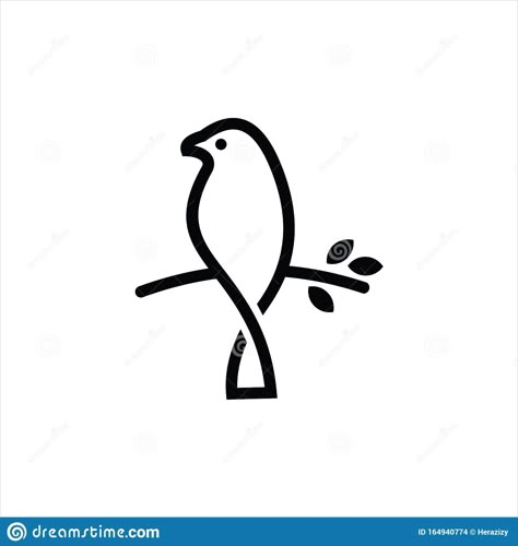 Illustration about Simple modern line art standing bird vector on branch for animal logo design idea or print art template. Illustration of icon, modern, logo - 164940774 Simple Bird Outline Drawing, Basic Bird Drawing, Simple Bird Design, Small Bird Drawing Simple, Minimalist Bird Drawing, Simple Birds Drawing, Drawings Of Birds Simple, Bird Simple Illustration, One Line Drawing Bird