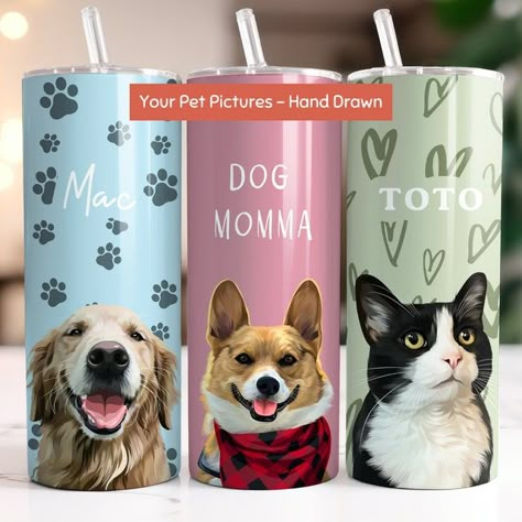 PawsAndWetNoses - Etsy Sublimacion Ideas, Pet Pictures, Dog Store, Pet Style, Tumbler Personalized, Pet Photo, Drawings Simple, Presents For Him, Custom Cat