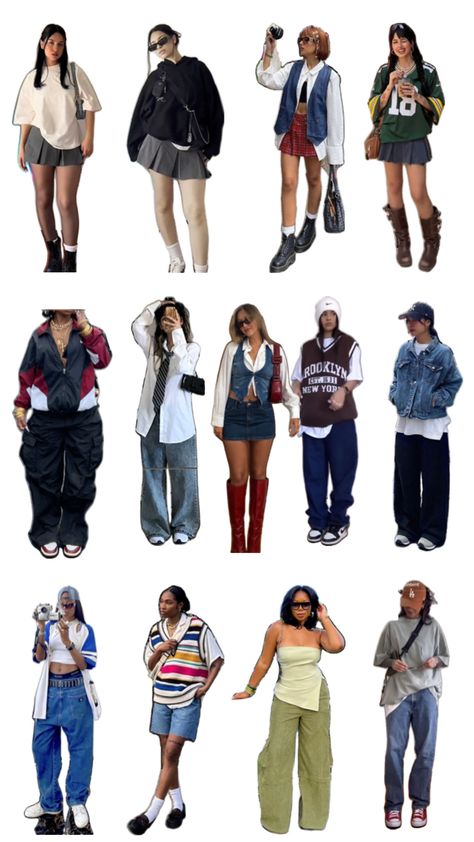 Tomboy Chic Summer Outfits, How To Style Collared Shirts, Cheap Button-up Streetwear Tops, Outfits For Body Types, Cheap 90s Inspired Streetwear Tops, Retro Aesthetic Outfit Ideas, Outfits For Medium Sized Women, 90s Inspired Streetwear Tops, Oversized Button-up Top For Streetwear