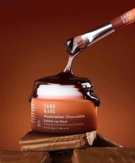 SandAndSkyAUS’s Instagram photo: “It's finally here! You asked and we answered! Meet our New Edible Chocolate Lip Mask 😍 Who says skincare can't be delicious? Introducing a…” Chocolate Skincare Products, Chocolate Skincare, Chocolate Facial, Mask Photoshoot, Chocolate Face Mask, Cocoa Drink, Beauty Products Photography, Lip Mask, Body Mist