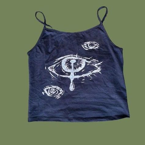 custom eye bleach painted tank top #CustomEyeBleach #PaintedTankTop #UniqueFashion #DIYFashion #CustomFashion #TrendyTops #HandcraftedStyle #ArtisticApparel #BleachedTankTop #SummerFashion #CreativeClothing #HandmadeFashion #TankTopDesign #ArtOnClothes #FashionDIY #CustomTees #StylishAtire #FashionInnovation #BohoStyle Upcycling Tank Top, Painted Tank Top, Eye Bleach, Bleach Hoodie, Top Paintings, Alt Grunge, Hoodie Diy, Custom Eyes, Bleach Art