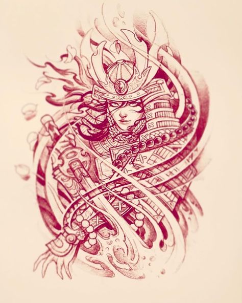 1,768 Likes, 18 Comments - Kao.ink.art (@kao.ink.art) on Instagram: “La femme samouraï de Laurence. Projet sympa à venir #dessin #sketch #sketching #draw #drawing…” Female Samurai Tattoo, Geisha Tattoo Design, Samurai Girl, Female Samurai, Samurai Tattoo Design, Dengeki Daisy, Yakuza Tattoo, Japan Tattoo Design, Tattoo Zeichnungen