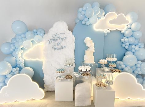 Dreamy ☁️ ☁️☁️ Backdrop | Cake | Desserts @cakegoodness @chris_round_two Balloons @jmackey6 Decorated sugar cookies @terrygoodbakingco… | Instagram On Cloud 9 Bridal Shower Cake, Sky Themed Birthday Party, Cloud Theme Baby Shower Cake, Cloud Nine Baby Shower Cake, On Cloud 9 Backdrop, Baby Shower Clouds Theme, Cloud 9 Baby Shower Cake, Rain Themed Baby Shower Ideas, Cloud Birthday Theme