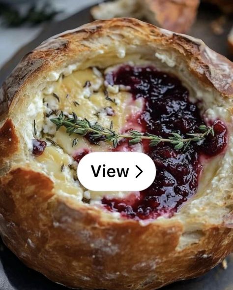 Lemon8 · Warm Brie Bread Bowl with Cranberry & Thyme 🧀🍞 · @Italia Love Brie Sourdough Bowl, Brie And Cranberry Bread Bowl, Baked Brie And Cranberry Bread Bowl, Cranberry Brie Bread Bowl, Bread Bowl Brie, Baked Brie Bread, Baked Brie Bread Bowl, Brie Bread Bowl, Baked Brie Bread Bowl With Jam