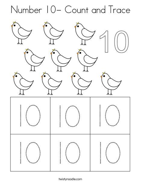 Number 10- Count and Trace Coloring Page - Twisty Noodle Number 10 Tracing Worksheets, Number 10 Preschool Activities, Number 10 Activities, Number 10 Craft, Number 10 Worksheet, Number 10 Activities For Preschool, Number 10 Worksheet Preschool, Preschool Number Worksheets, Tracing Worksheets Free