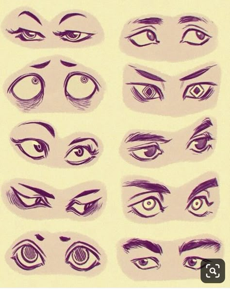 Round Eyes Drawing Reference, Square Eyes Drawing, Round Face Drawing, Round Eyes Drawing, Eye Drawing Styles, Eye Shapes Drawing, Eyes Drawing Cartoon, Eyes Expression, Realistic Eye Drawing