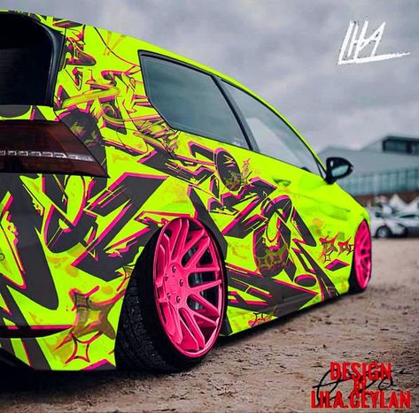 Golf 7r, Golf 7 Gti, Neon Car, Car Paint Jobs, Vw Up, Serie Bmw, Vinyl Wrap Car, Custom Cars Paint, Cool Car Drawings