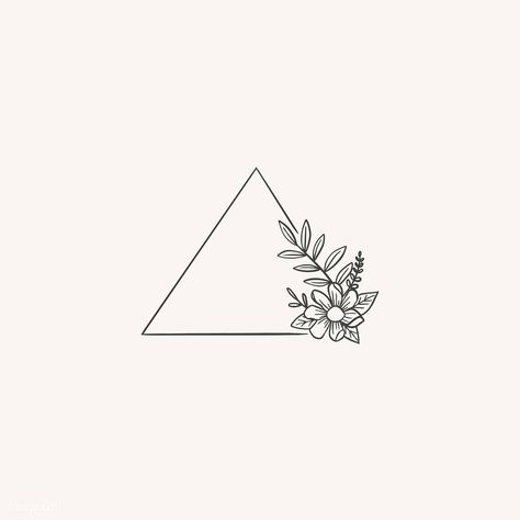 Triangle And Flower Tattoo, Triangle Tattoo Meaning, Triangle Drawing, Triangle Frame, Botanical Frame, Glyph Tattoo, One Word Tattoos, Literary Tattoos, Floral Circle