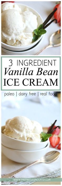 3 Ingredient Vanilla Bean Ice Cream - This Paleo treat is rich in healthy dairy free fats and loaded with vanilla bean specks. Made with coconut milk, a healthy sweetener and of course vanilla. Paleo Ice Cream, Healthy Sweeteners, Weight Watcher Desserts, Bean Ice Cream, Dairy Free Ice Cream, Vanilla Bean Ice Cream, Healthy Ice Cream, Paleo Treats, Desserts Vegan