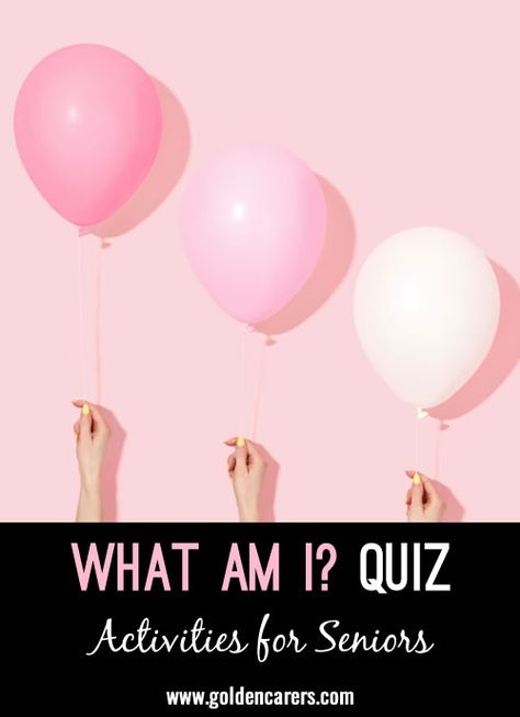 A fun quiz for seniors that leads to discussion and reminiscing! What Am I? After each riddle ask: What am I? Nursing Home Activities, Elderly Activities, Activity Director, Fun Quiz, Senior Care, What Am I, Free Activities, Home Activities, Caregiver