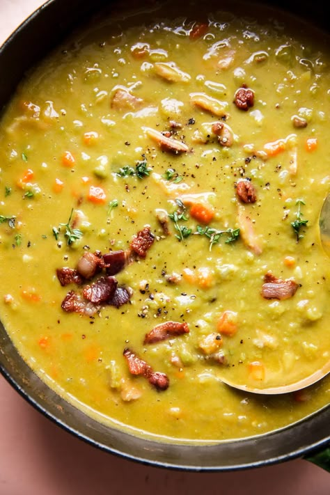 Split Pea Soup With Pancetta, Creamy Pea Soup, Pea Soup With Ham Bone, Split Pea Soup With Bacon, Green Split Pea Soup, Split Pea And Ham Soup, Split Pea Soup With Ham, Pea Soup With Ham, Ham Bone Soup