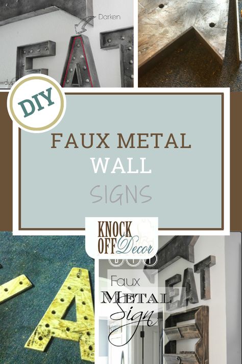 Eat Sign, Faux Metal, Marquee Sign, Metal Wall Sign, Diy House Projects, Craft Store, Diy Tutorials, Vintage Metal Signs, Diy Home Decor Projects