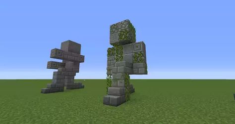 Minecraft Small Statue, Statues Minecraft, Minecraft Recipes, Minecraft Temple, Statue Ideas, Minecraft P, Vikings Statue, Small Garden Statues, Minecraft Statues