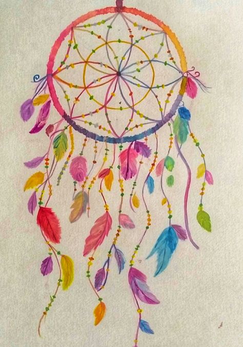 Dream catcher #painting #waterpaintingideas #diy #paintingideas #colorful #handmade Dream Catcher Painting Acrylic, Dream Catcher Painting, Painting On Wall, Dream Chaser, Water Painting, Fabric Paint, Dream Catcher, Wall Painting, Acrylic Painting