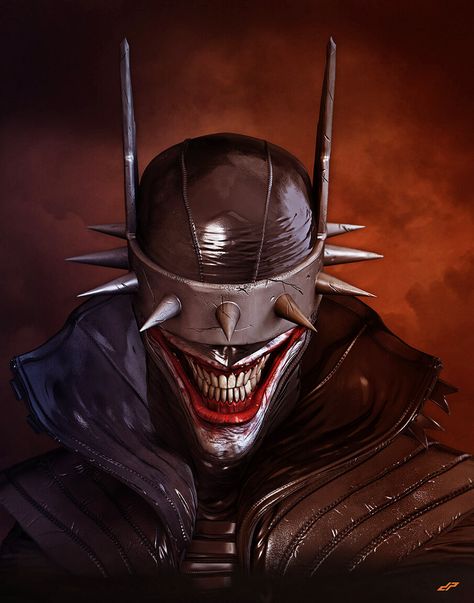 Bat Man Who Laughs, Batman Que Ri, Dark Characters, The Batman Who Laughs, Batman Who Laughs, The Man Who Laughs, Batman Metal, Dark Knights, Evil Smile