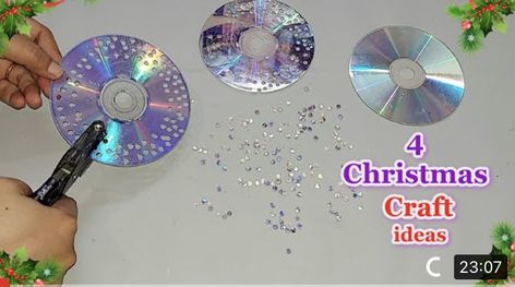 Christmas Ornaments Made From Cds, Christmas Crafts With Cds, How To Make Dvds Clear, Christmas Decor Using Recycled Materials, Cd Ornaments Christmas, Cd Christmas Ornaments Ideas, Old Cd Crafts Diy Recycled Cds, Cd Christmas Crafts, Cd Crafts Decoration