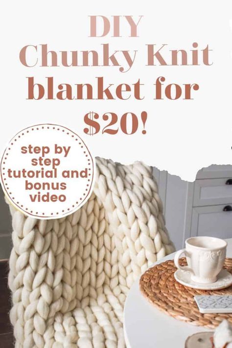 Arm Knitting Blanket Diy, Diy Chunky Knit Blanket, Chunky Blanket Diy, Chunky Yarn Blanket, Knot Blanket, Diy Tricotin, Diy Knit Blanket, Arm Knitting Blanket, Chunky Crochet Blanket