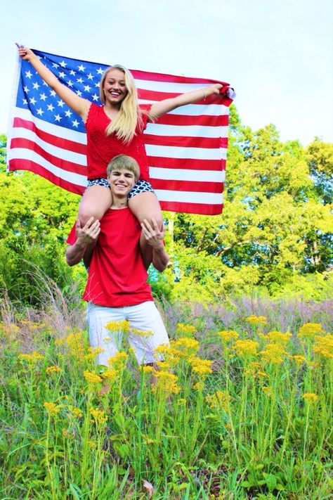 4th Of July Picture Ideas, Patriotic Photography, Fourth Of July Pics, 4th Of July Pics, 4th Of July Photography, Military Couple, 4th Of July Photos, 4th Of July Parade, Fit Couple