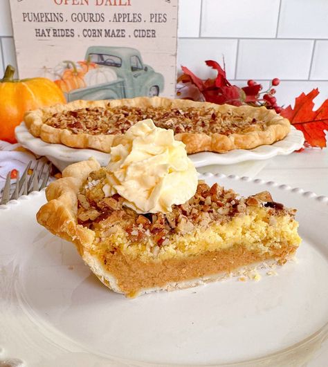 Pumpkin Pecan Crunch Pie Recipe | Norine's Nest Pumpkin Crunch Pie, Pumpkin Pecan Crunch, Pumpkin Pie Crunch, Pecan Crunch, Pumpkin Filling, Pumpkin Crunch, Glazed Pecans, Pumpkin Pecan Pie, Thanksgiving 2024