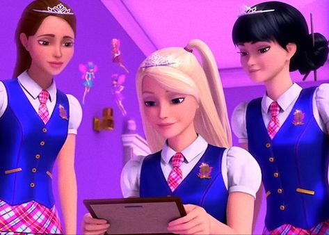 princess charm school Princess Charm School Characters, Trio In Movies, Girl Trio Cartoon, Iconic Trios Movies, Famous Trio Characters, Princess Charm School Costume, Blair Princess Charm School, Princess Charm School Uniform, Movie Trios