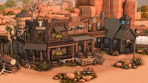 Welcome to the Wild West! 🏜️ | noCC Yee haw! 🤠 The Simlish Chronicle collab is here! 🙌🏼 Step into the charm of the Old West with my… | Instagram Sims Western Cc, Sims 4 Wild West Cc, Wild West Minecraft, Wild West House, Sims4 Inspiration, Sims Reference, Sims Apartment, Ranch Cottage, Wild West Town