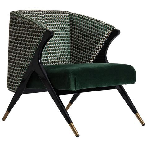 Art Deco Chair, Deco Chairs, Velvet Lounge, Mid Century Modern Armchair, Wooden Armchair, Mid Century Armchair, Lounge Armchair, Wood Arm Chair, Velvet Chair